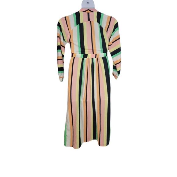 ASOS dress long sleeve wrap polyester maxi in stripe 4 - Picture 3 of 11